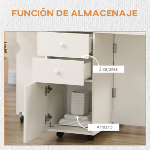 Mesa de Comedor Plegable Mesa de Cocina Extensible Alas Abatibles con 6 Ruedas y 2 Cajones de Almacenamiento de Estilo Moderno 120x80x75 cm Blanco