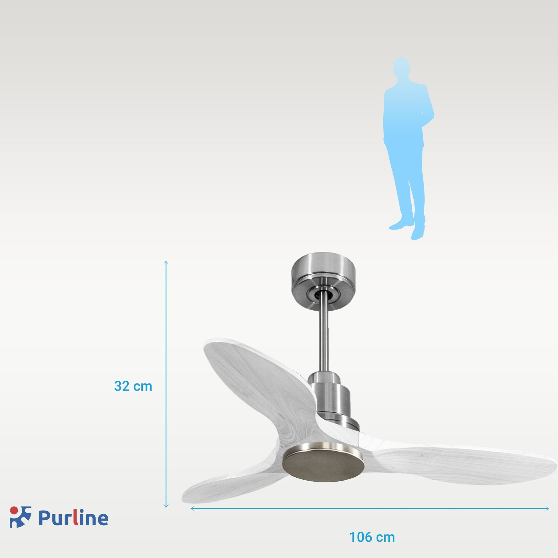 Ventilateur de plafond Réversible  Thermostat Wifi Moteur à courant continu Toits en pente Télécommande Hypersilence Mémoire Shopify Vendible (AUTOMATIQUE)