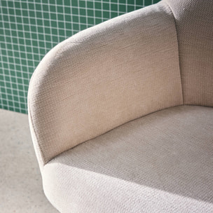 Chaise de bureau à roulettes ajustable métal et tissu beige - L 57 x P 57 x H 85/94.5cm - Stan