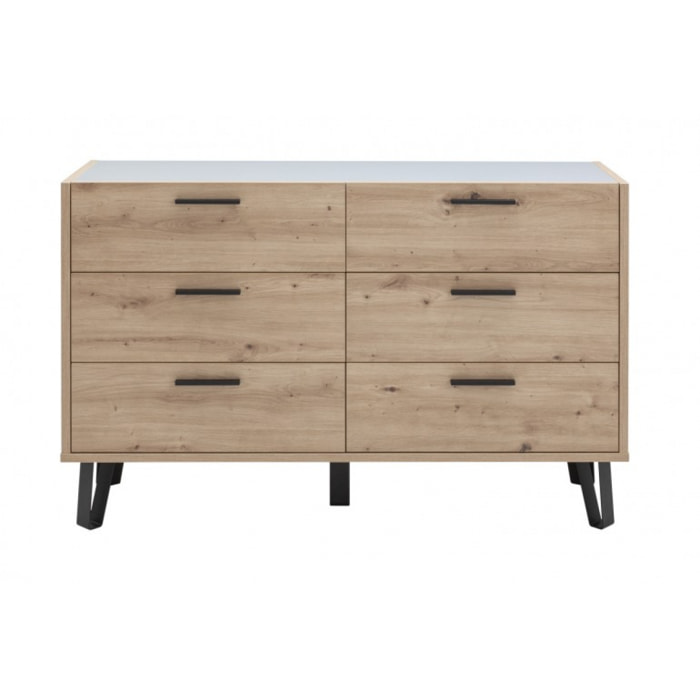 Commode 2x3 tiroirs finition chêne - VITRUS