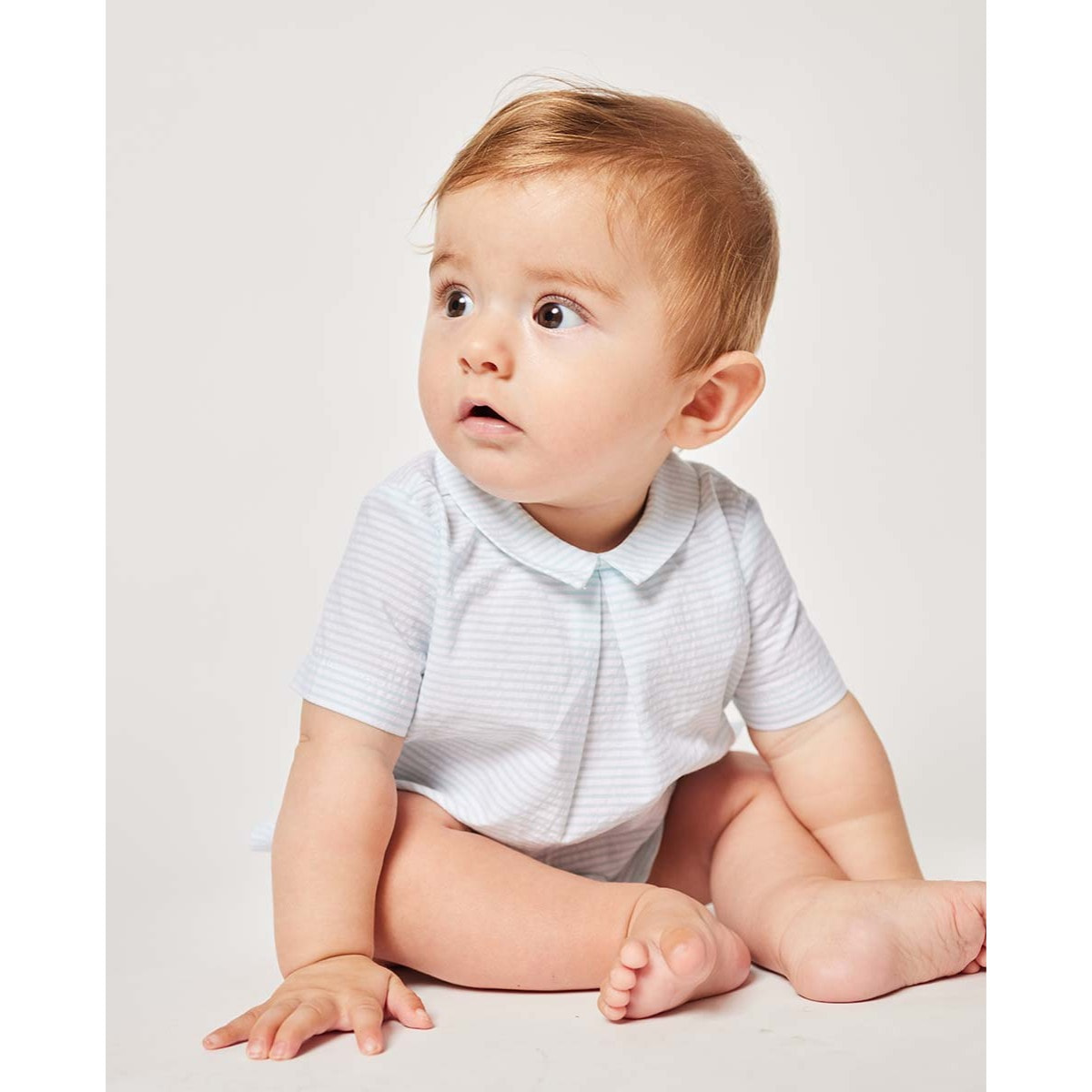 CAMISA CON CUELLO RAYAS AZUL Y BLANCO