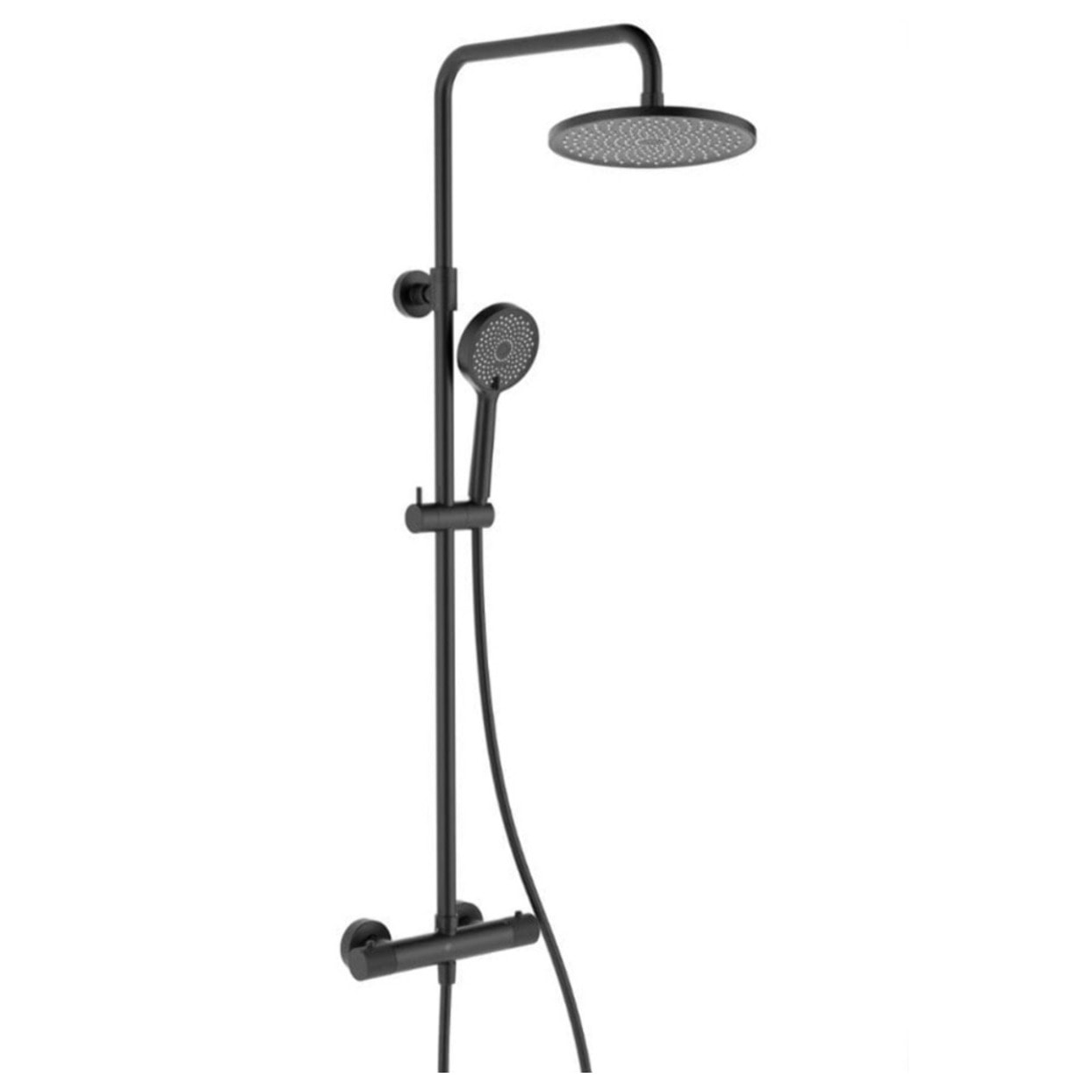 Colonne de douche avec mitigeur thermostatique + Douche de tête 225 mm +  Douchette 2 jets, Noir (SATSSTKC)