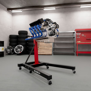 Keplero - Cavalletto di Sostegno per Motore max 900Kg in Acciaio Supporto con Bracci Girevoli 360° Nero