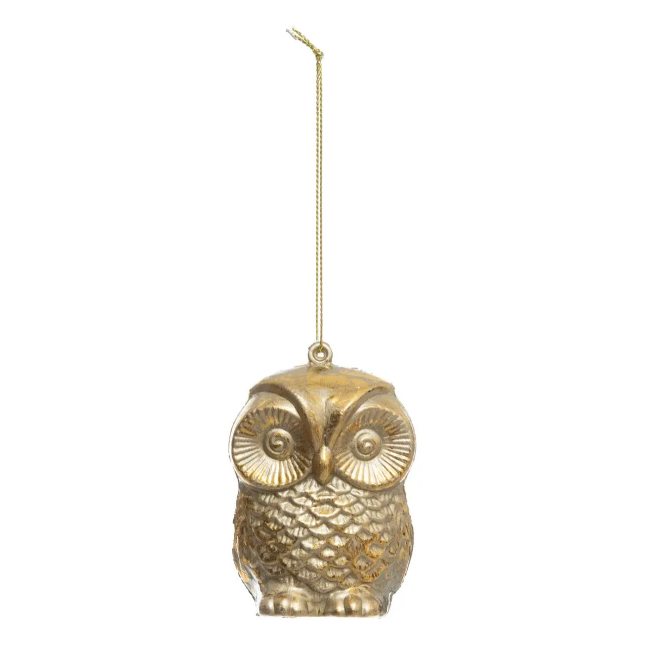 Décoration de sapin hibou brillant or 8cm