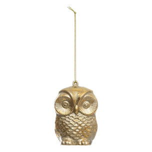 Décoration de sapin hibou brillant or 8cm