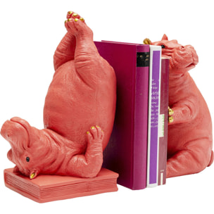 Serre-livres deux hippopotames roses set de 2 Kare Design