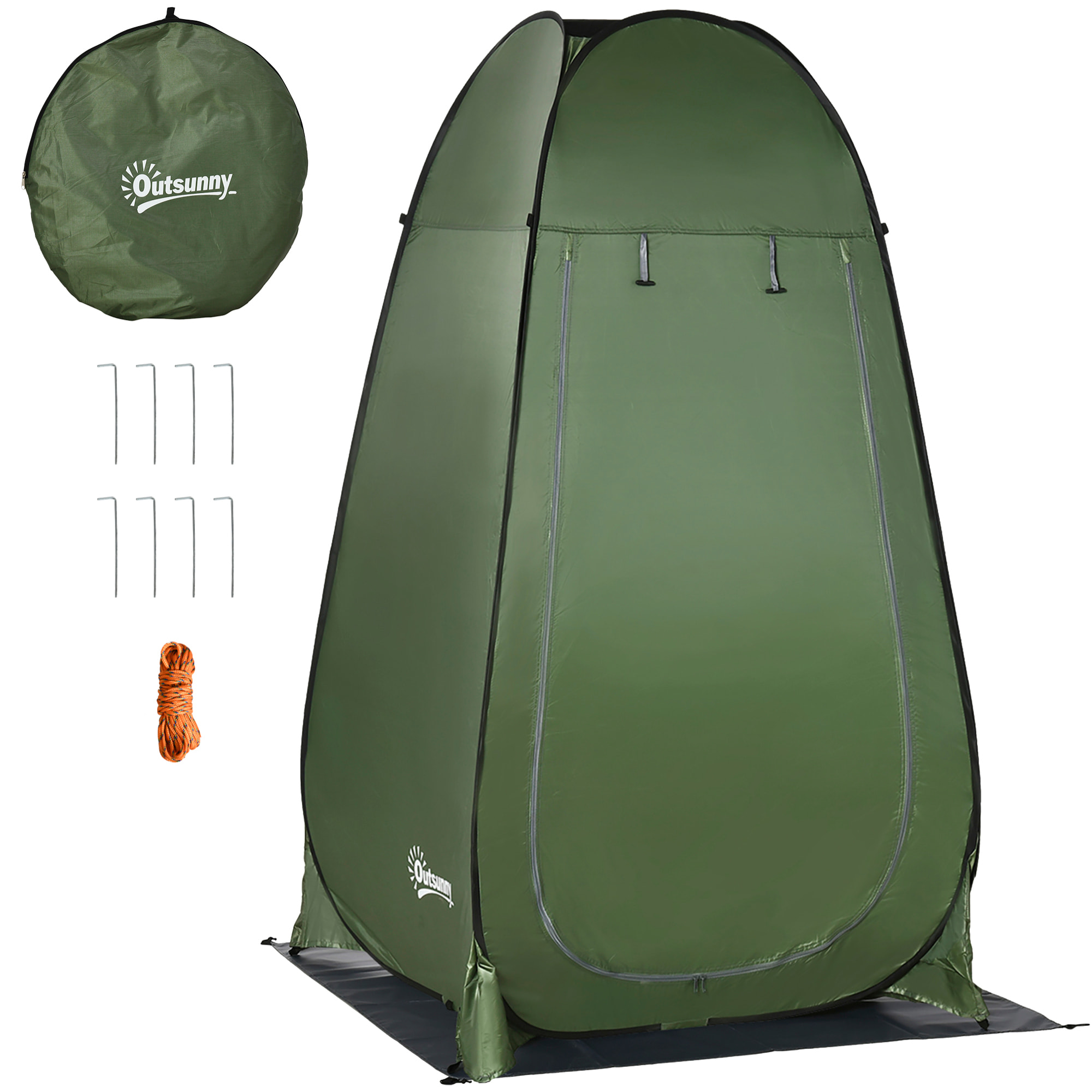 Tienda de Campaña Instantánea Pop-Up Tienda de Ducha Camping Portátil con Gancho Bolsillo Bolsa de Transporte y UV 20+ para Baño Vestuario Cambiador 126x124x189 cm Verde Oliva