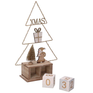 Calendario in legno albero oro con led cm18x7,5h31