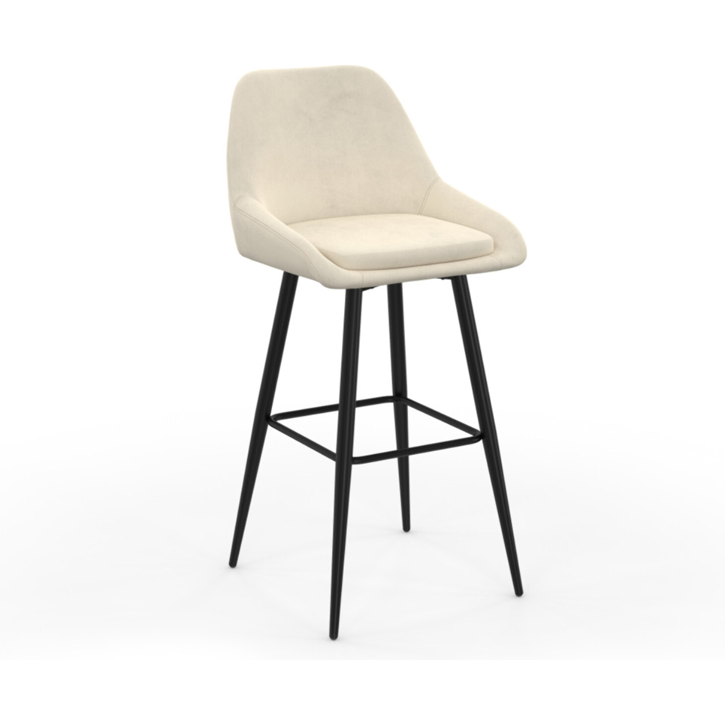 Tabourets de bar Olivia assise velours et pieds métal - Crème