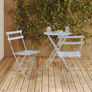 Lot de 2 chaises de jardin en métal bleu pastel, pliantes - Kayla