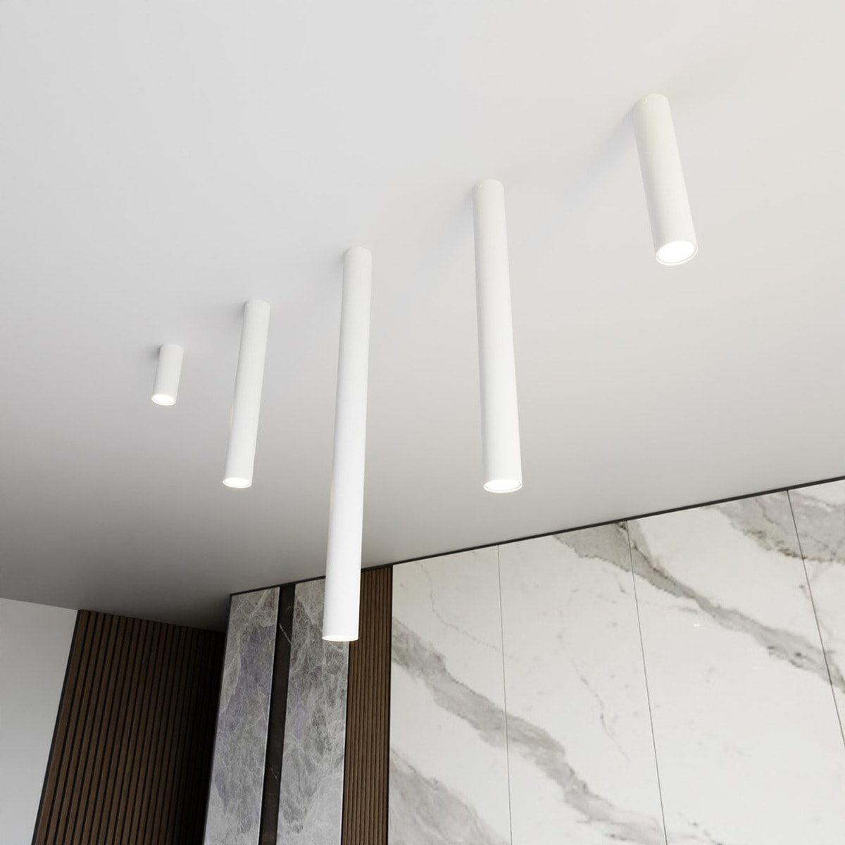 Lampada a sospensione Tecno in acciaio bianco