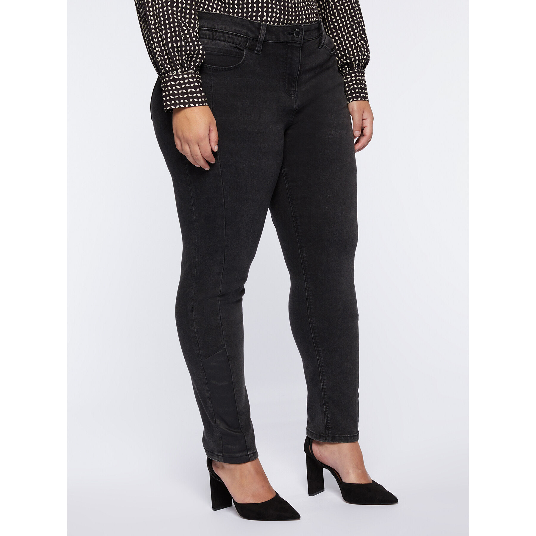 Fiorella Rubino - Jeans neri Zaffiro slim girlfit con inserti - Nero