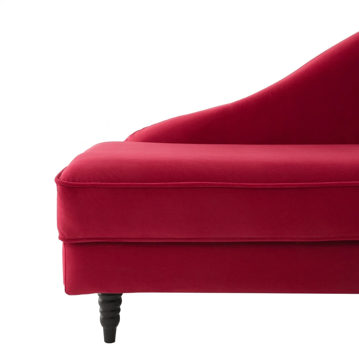 Méridienne gauche ALBA 195 cm velours Rouge - 100% déhoussable - Fab. France