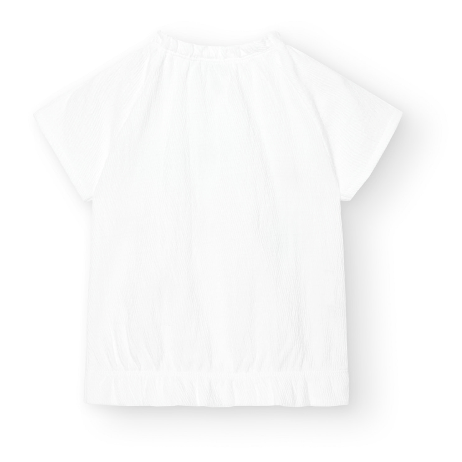 Camiseta niña engomada, estampado flores, blanco, mangas