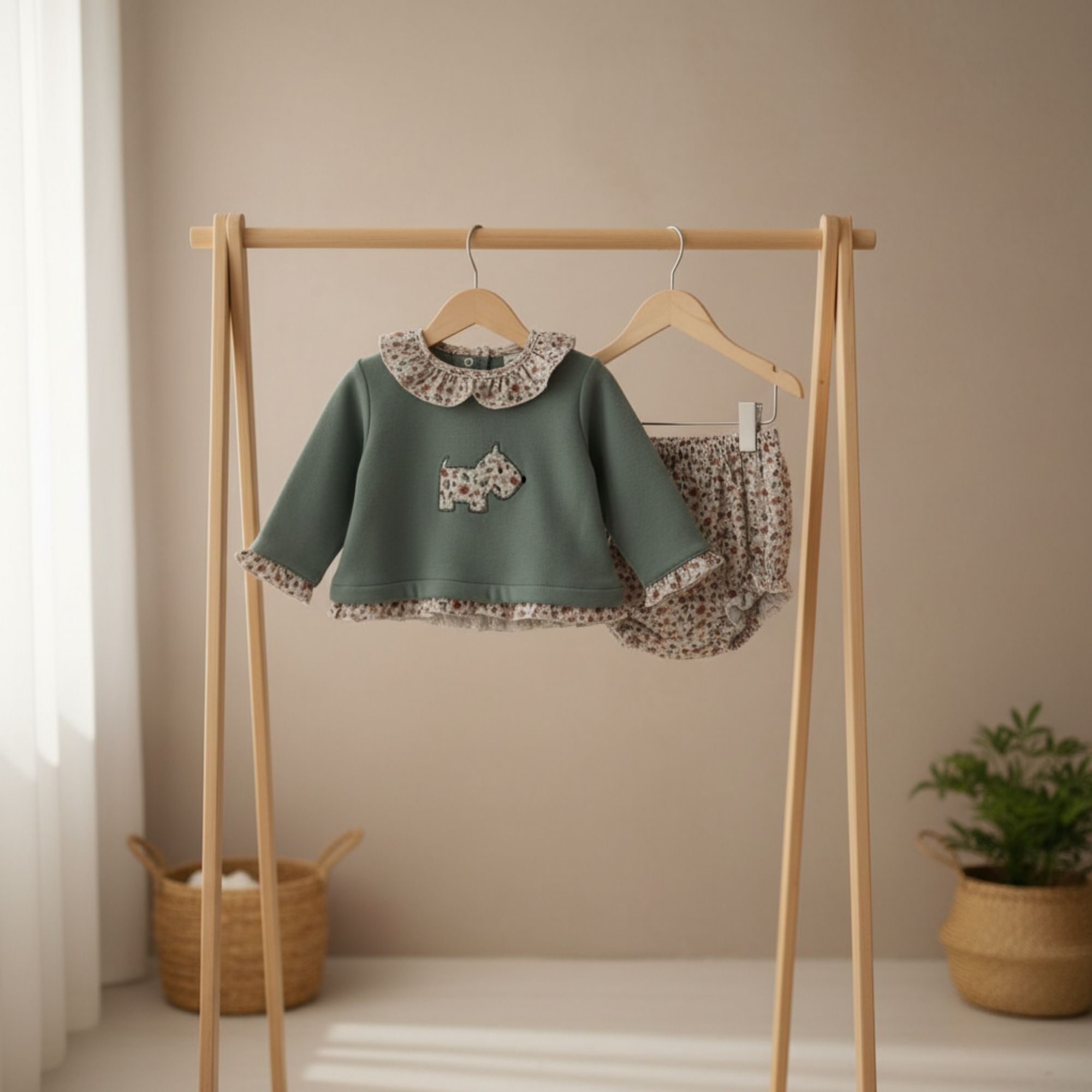 Conjunto Ranita Niña Felpa Floresta