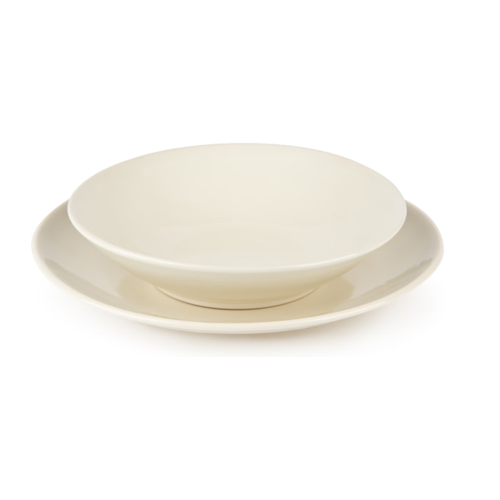 Service de 18 assiettes Excelsa New Cream, céramique, créme