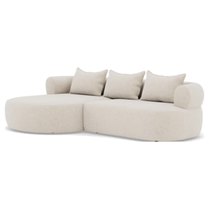 Angela - canapé d'angle gauche 4 places en velours texturé - Beige