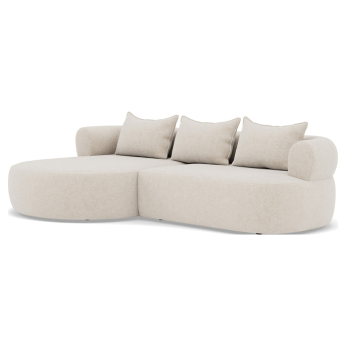 Angela - canapé d'angle gauche 4 places en velours texturé - Beige