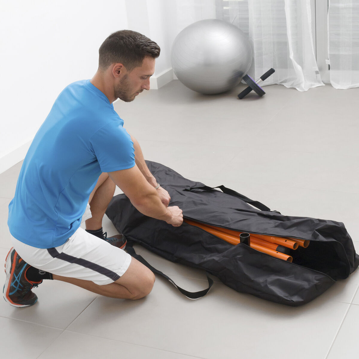 Pack Stazione per trazioni fitness e set bande di resistenza con accessori e guida InnovaGoods