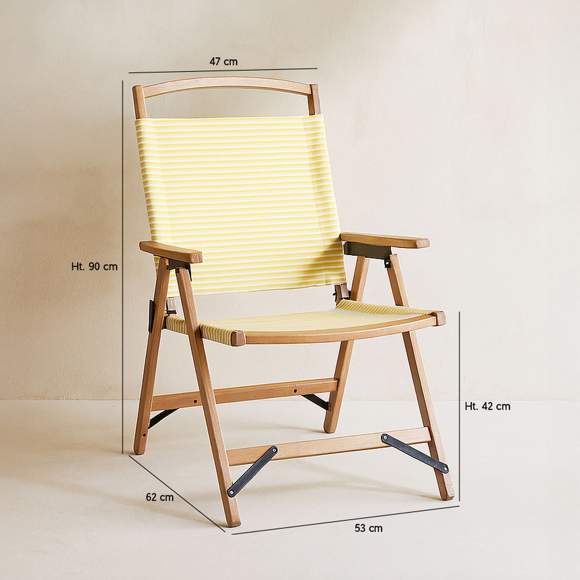 Chaise de plage en toile jaune à rayures PLAYA