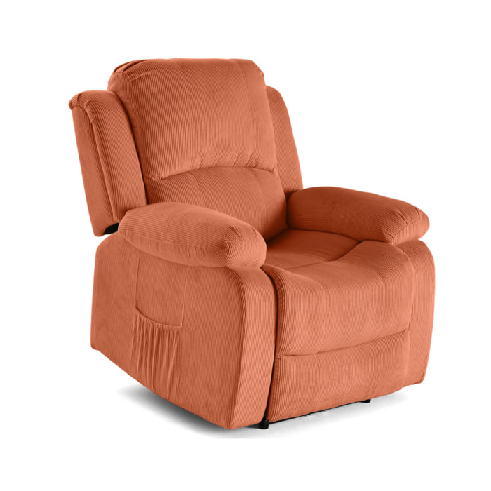 Armand - fauteuil relax électrique en velours côtelé - Terracotta