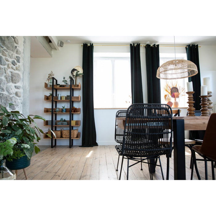 Bibliothèque industrielle en bois massif et métal noir L90 cm TAO
