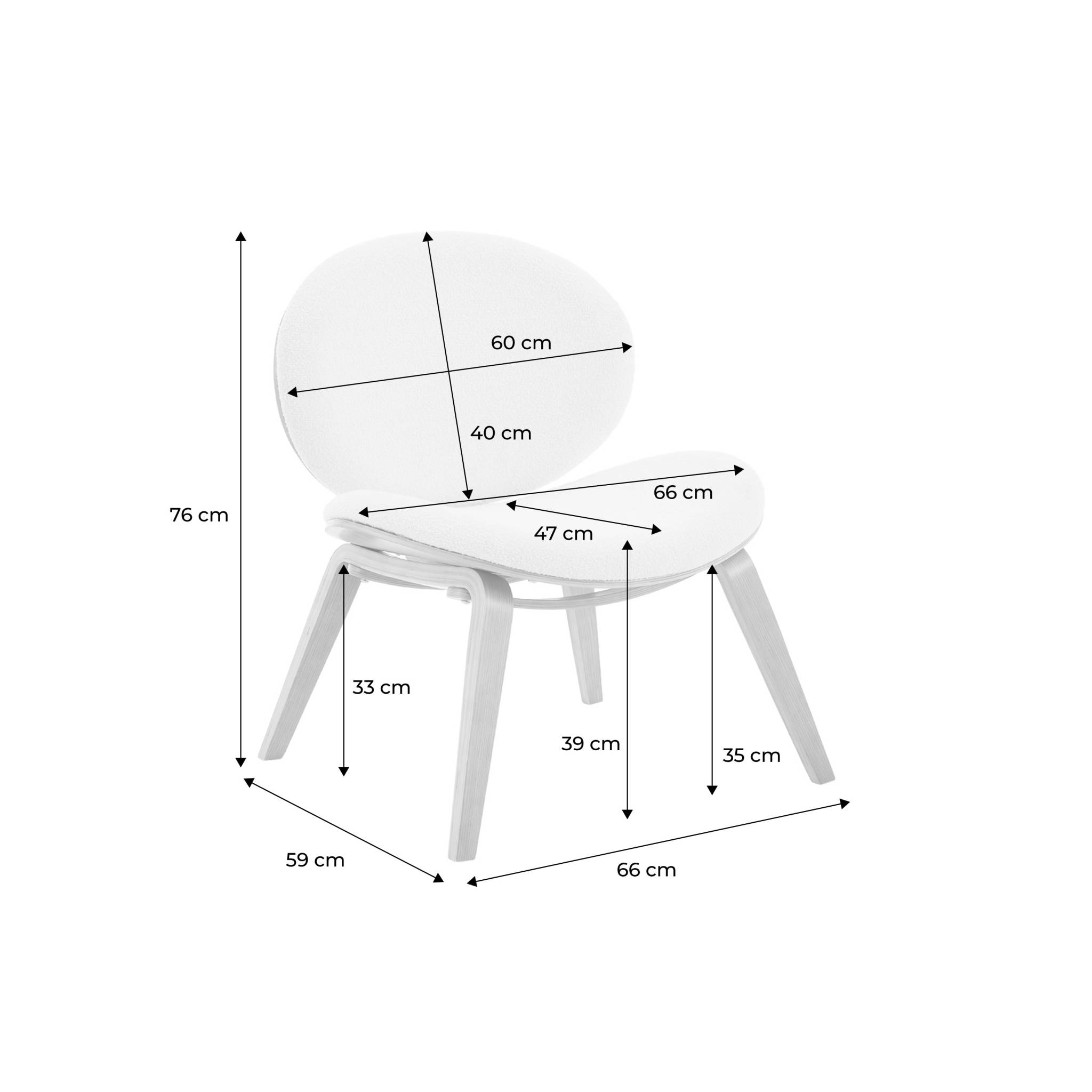 Fauteuil relax décor bois courbé placage effet chêne et bouclette texturée