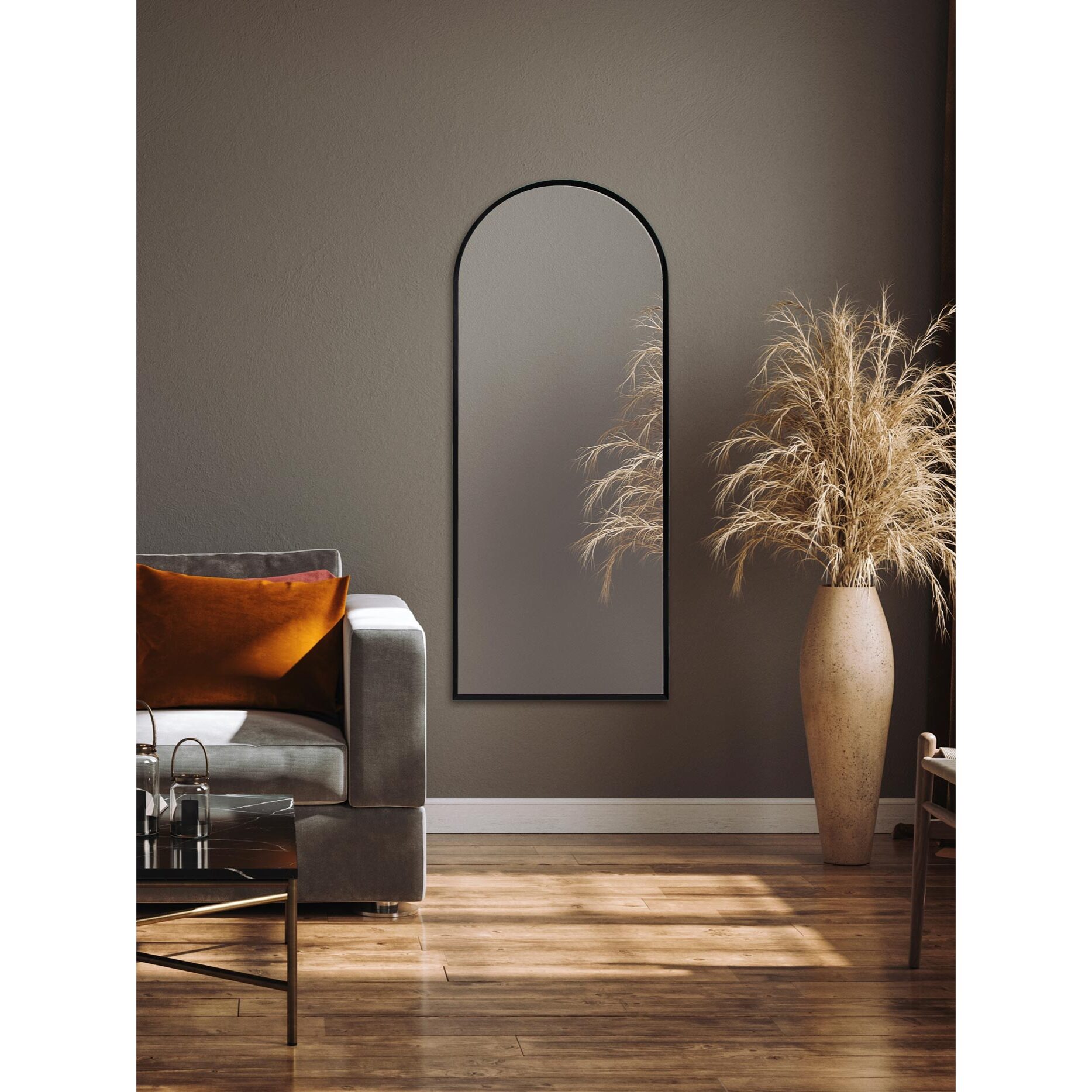 Espejo en arco Bloom aluminio negro 100x40x5 cm