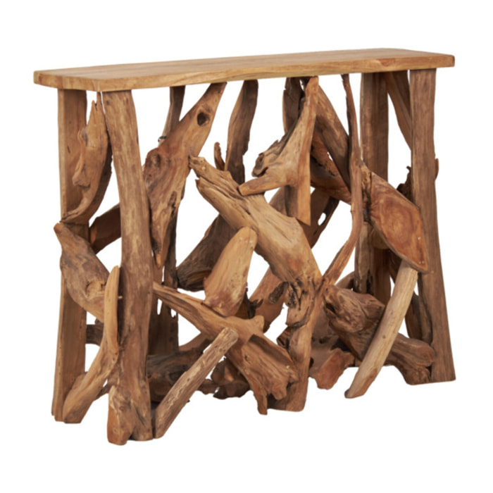 Console rectangulaire L. 98 cm en bois de teck avec plateau – BERLIOZ