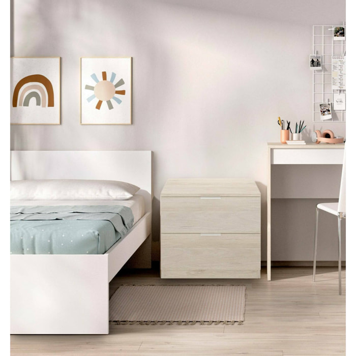 Comodino Banyan, Comò basso, Tavolino da notte, Mensola da letto, 50x34 h46 cm, Rovere