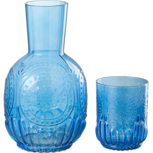 J-Line carafe + verre Maya - verre - bleu