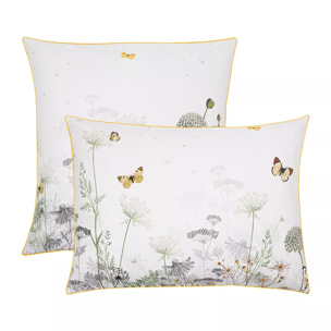 Taie d'oreiller percale de coton lavé imprimé multicolore ecru Escapades magiques naturel