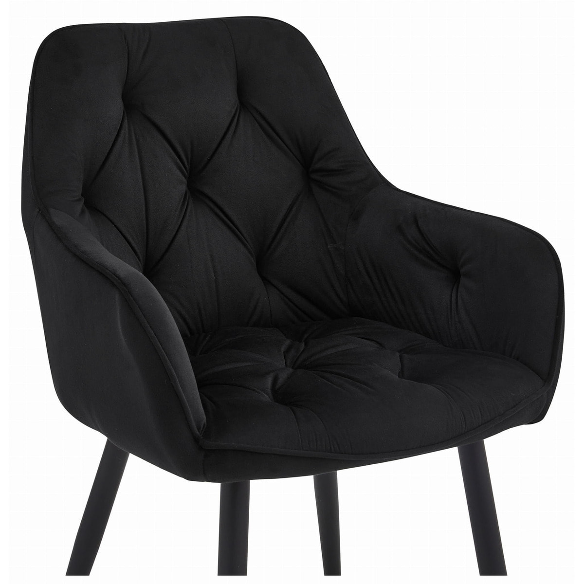 Poltroncina Jork in velluto nero con gambe in metallo