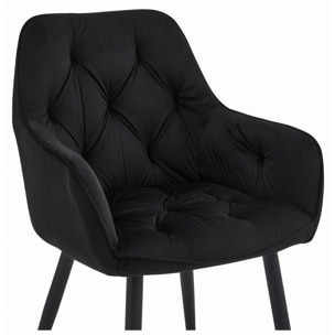 Poltroncina Jork in velluto nero con gambe in metallo