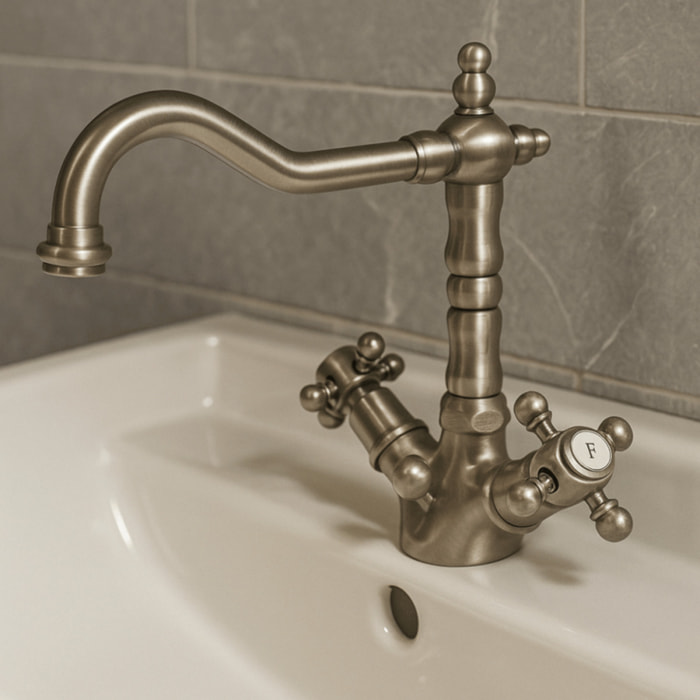 Mélangeur lavabo bec rétro PAINI Tiffany Gris Acier