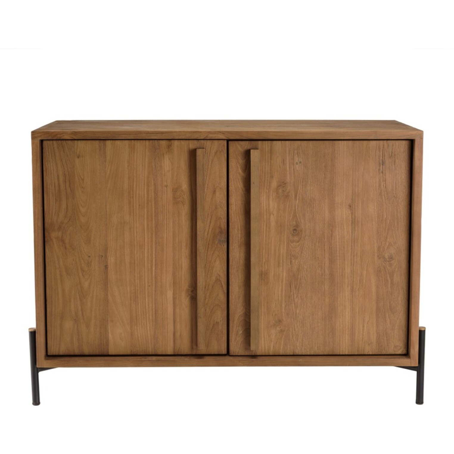 SIXTINE - Buffet 2 portes en bois de teck recyclé pieds en métal noir