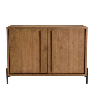 SIXTINE - Buffet 2 portes en bois de teck recyclé pieds en métal noir
