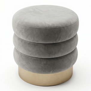 Pouf rotondo in velluto con base oro Ø38x38 cm, sgabello imbottito design moderno elegante, seduta decorativa per salotto camera da letto ingresso cabina armadio, pouf velvet con struttura resistente fino a 100 kg