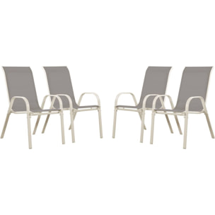 Fauteuil jardin Textilène "Cordoba" - Phoenix - Gris clair - Lot de 4