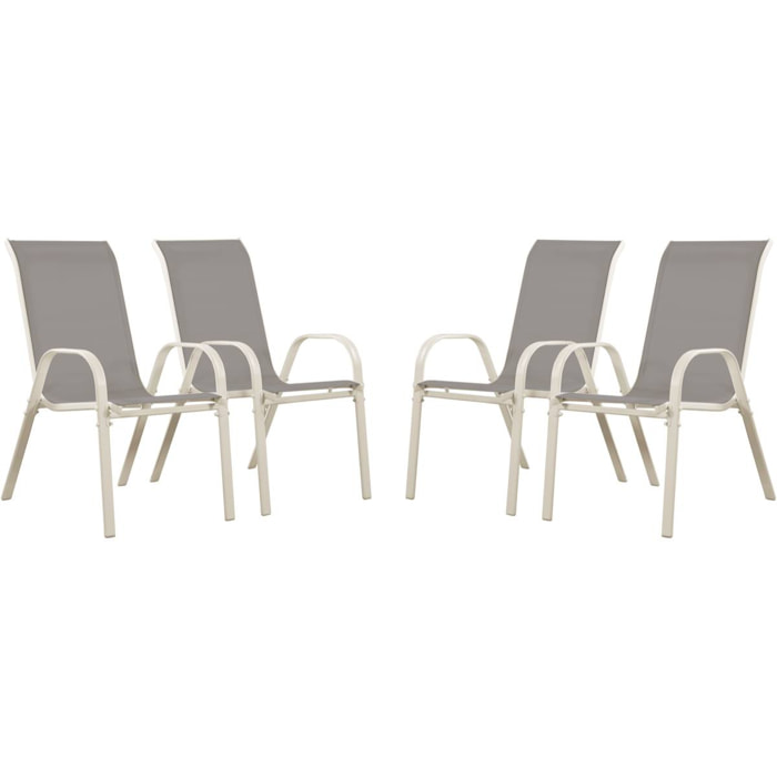 Fauteuil jardin Textilène "Cordoba" - Phoenix - Gris clair - Lot de 4
