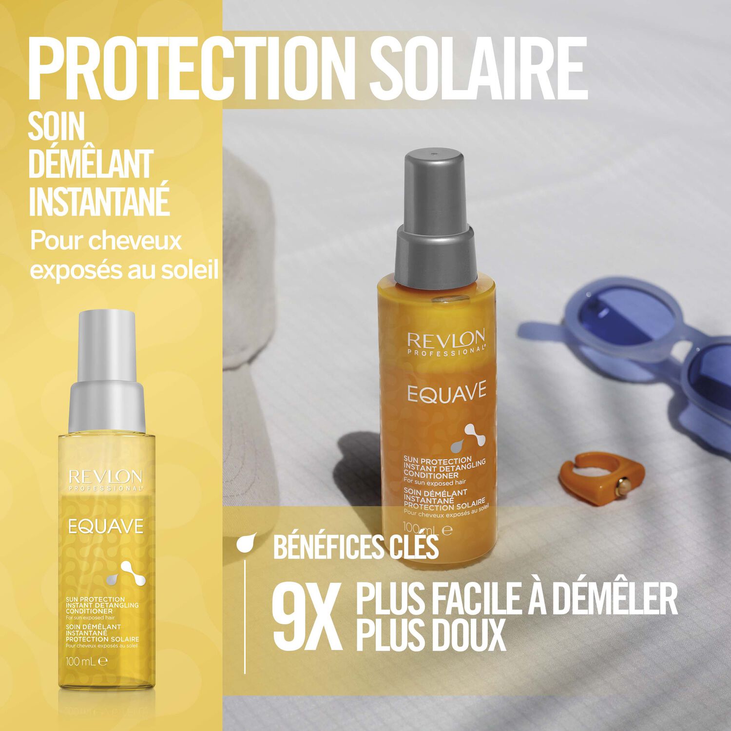 Equave™ - Soin Démêlant Bi-Phase Professionnel Protection Solaire 100 ml