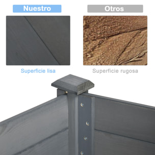 Huerto Urbano Elevado de Madera, Mesa de Cultivo con Tela no Tejida y 4 Orificios de Drenaje, para Cultivo, Plantas, Flores y Verduras, 122,5x56,5x76 cm, Gris Oscuro