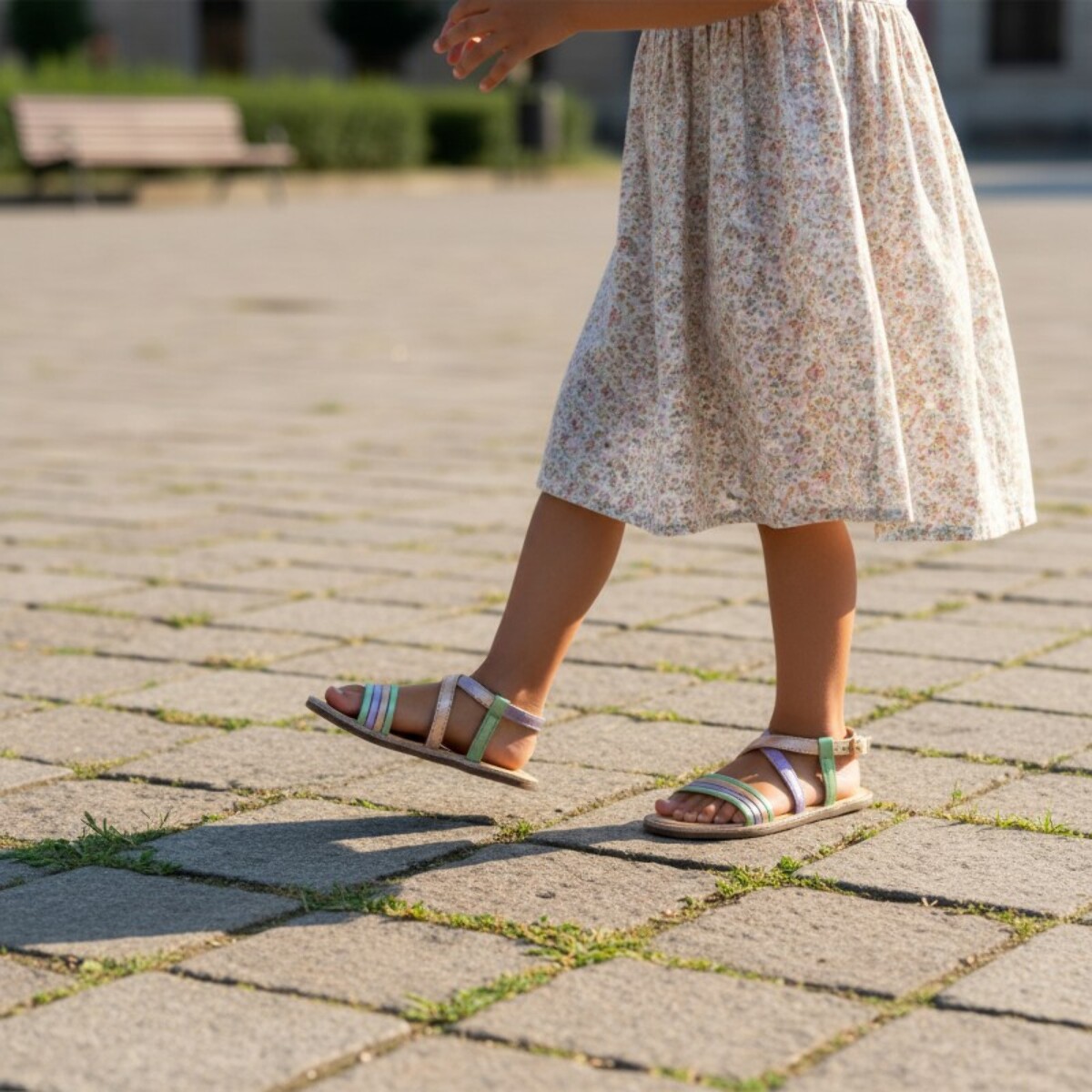 SANDALIA BAREFOOT DE PIEL CHETTO TIRAS ORO ROSADO
