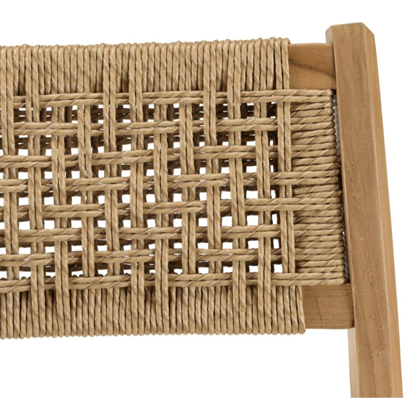 VALERIA - Lot de 2 chaises jardin teck rotin synthétique tressé beige