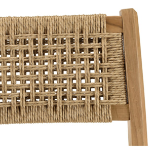 VALERIA - Lot de 2 chaises jardin teck rotin synthétique tressé beige