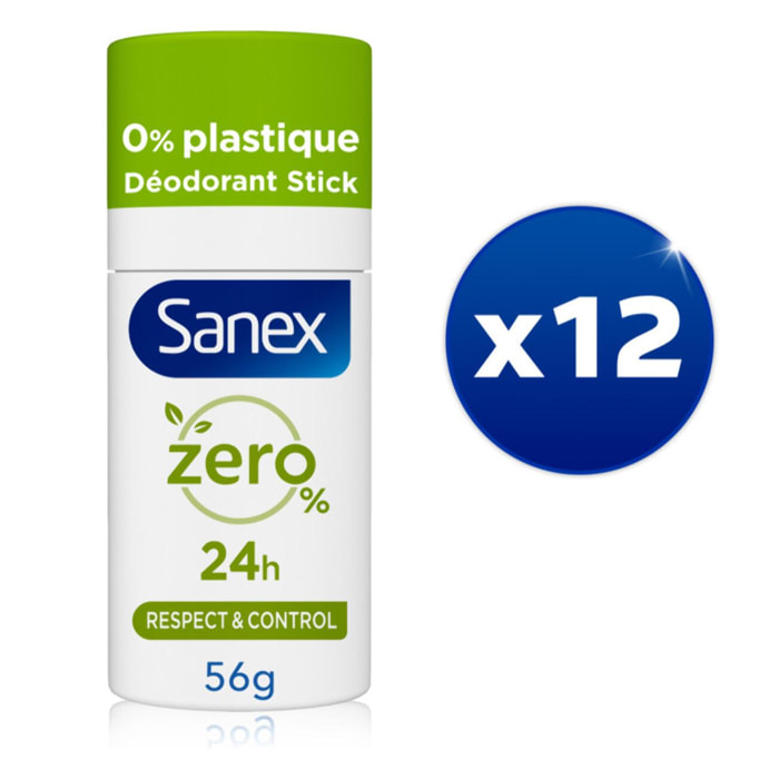 Pack de 12 Déodorants solides Sanex Zéro 0% Respect & Control - 56g