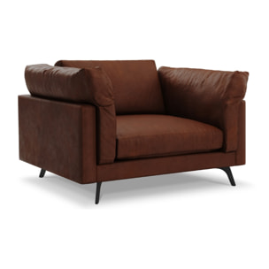 Fauteuil xl "Camille" en cuir véritable cognac