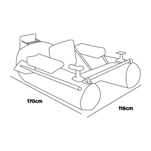 Tendy - Belly boat Barca da pesca gonfiabile in PVC con doppia camera d'aria, 175 cm