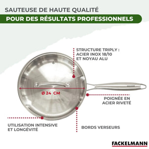Sauteuse en inox 18/10 Triply Fackelmann Vita3