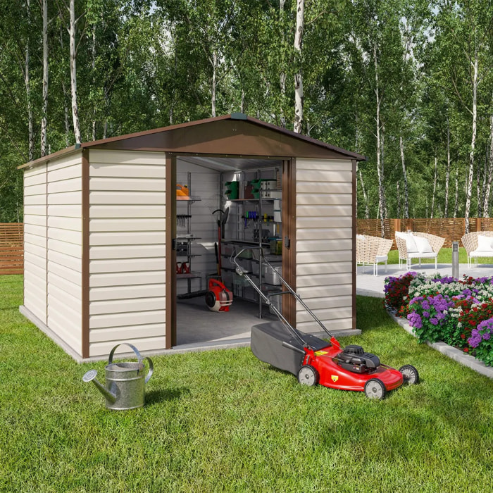 Abri de jardin métal Yardmaster 10,46 m² + kit d'ancrage